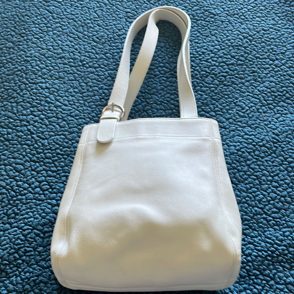 Authentic Coach bag, white leather, chrome hardware